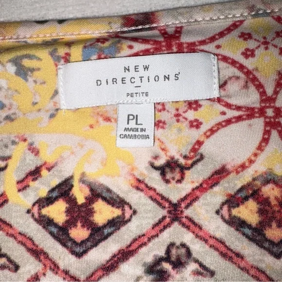 New Directions Pink and Yellow Womens Blouse - Picture 3 of 8